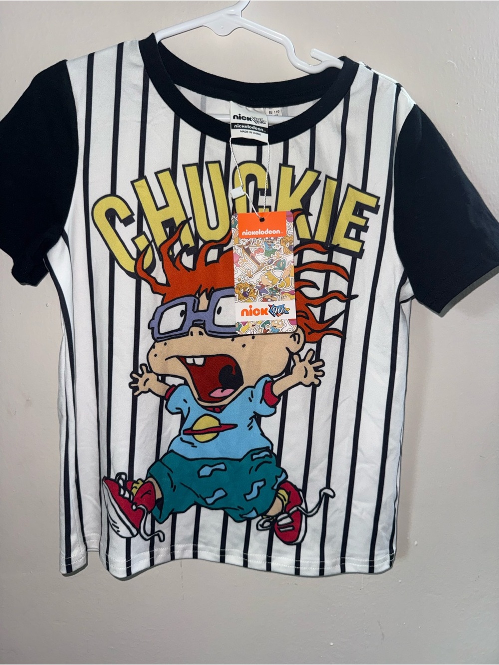 Nickelodeon Chuckie Striped Graphic Tee - Black, White & Multicolor